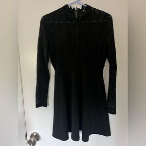 Black Mini-Dress with Lace Bodice -M